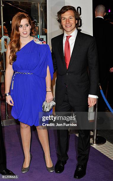 Princess Beatrice and boyfriend Dave Clark arrives for 'The Young Victoria' World Premiere held at the Odeon, Leicester Square on March 3, 2009 in...