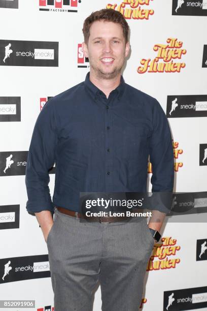 Actor Jon Heder attends the Premiere Of "The Tiger Hunter" at Laemmle Monica Film Center on September 22, 2017 in Santa Monica, California.