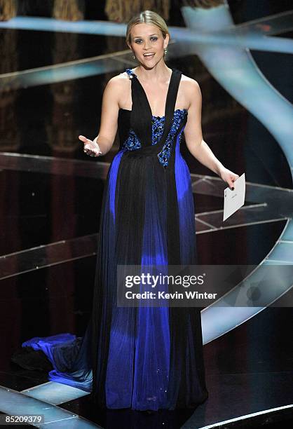 Actress Reese Witherspoon presents during the 81st Annual Academy Awards held at Kodak Theatre on February 22, 2009 in Los Angeles, California.