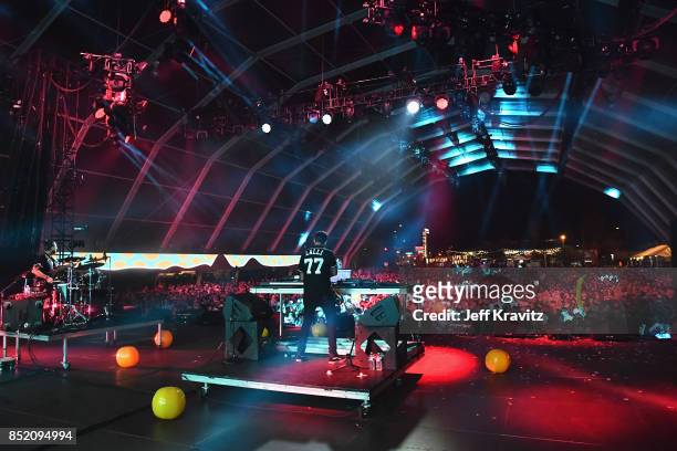 Jeremy Salken and Dominic Lalli of Big Gigantic perform on Fremont Stage during day 1 of the 2017 Life Is Beautiful Festival on September 22, 2017 in...