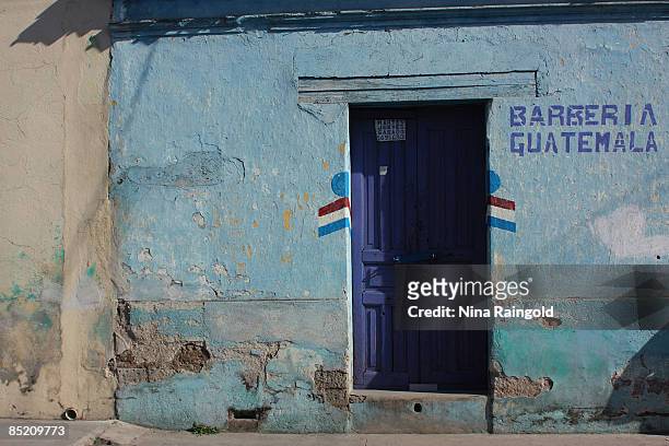 Exterior of a barber shop on December 12, 2008 in Quetzaltenango, Guatemala. Quetzaltenango is Guatemala�s second largest city and is considerably...