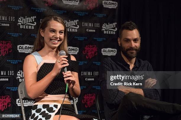 Actress Caitlin Carmichael and director Jeremy Rush at the Netflix Films Wheelman Premier at Fantastic Fest at the Alamo Drafthouse on September 22,...