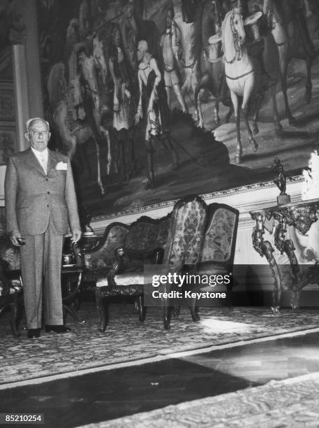 Businessman Achille Lauro , Chairman of Flotta Lauro Lines and Mayor of Naples, at his home in Naples, circa 1960.