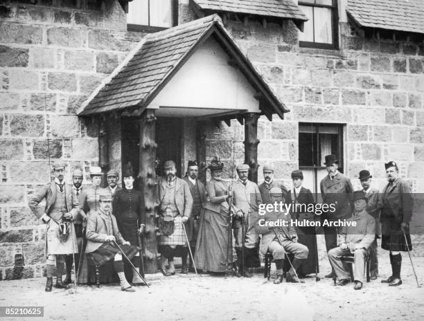 Edward, Prince of Wales , later King Edward VII of England, with a fishing party at Derry Lodge, Aberdeenshire, Scotland, 1891. Left to right: The...