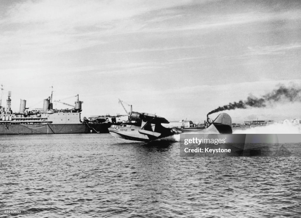 Pby 83p2 A Consolidated PBY Catalina flying boat of the US Air Force returns ...