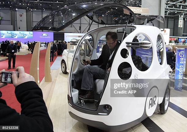 The iAIR single car with a compressed air engine is displayed during the second press day at the Geneva car show, on March 4, 2008 in Geneva. The...