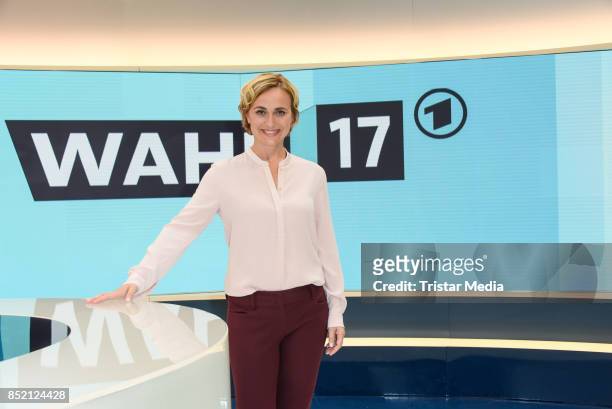 Caren Miosga during the 'Bundestagswahl' TV Show Photo Call on September 22, 2017 in Berlin, Germany.
