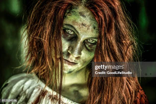 female zombie - zombie makeup stock pictures, royalty-free photos & images