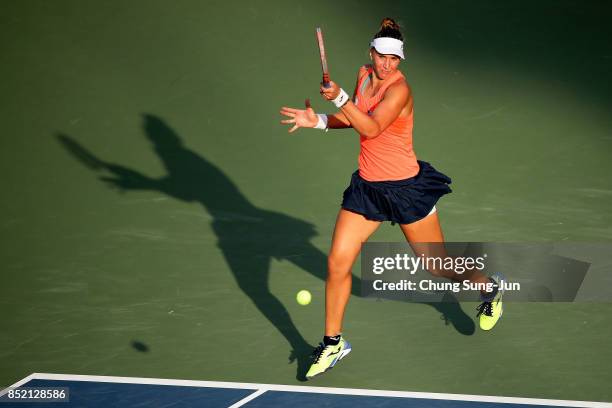 Beatriz Haddad Maia of Brazil plays a shot against Richel Hogenkamp of Netherlands during day six of the KEB Hana Bank - Incheon Airport Korea Open...