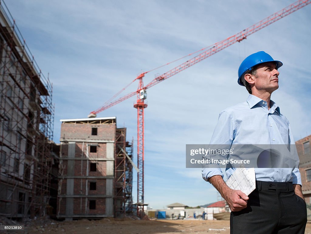 Architect on building site
