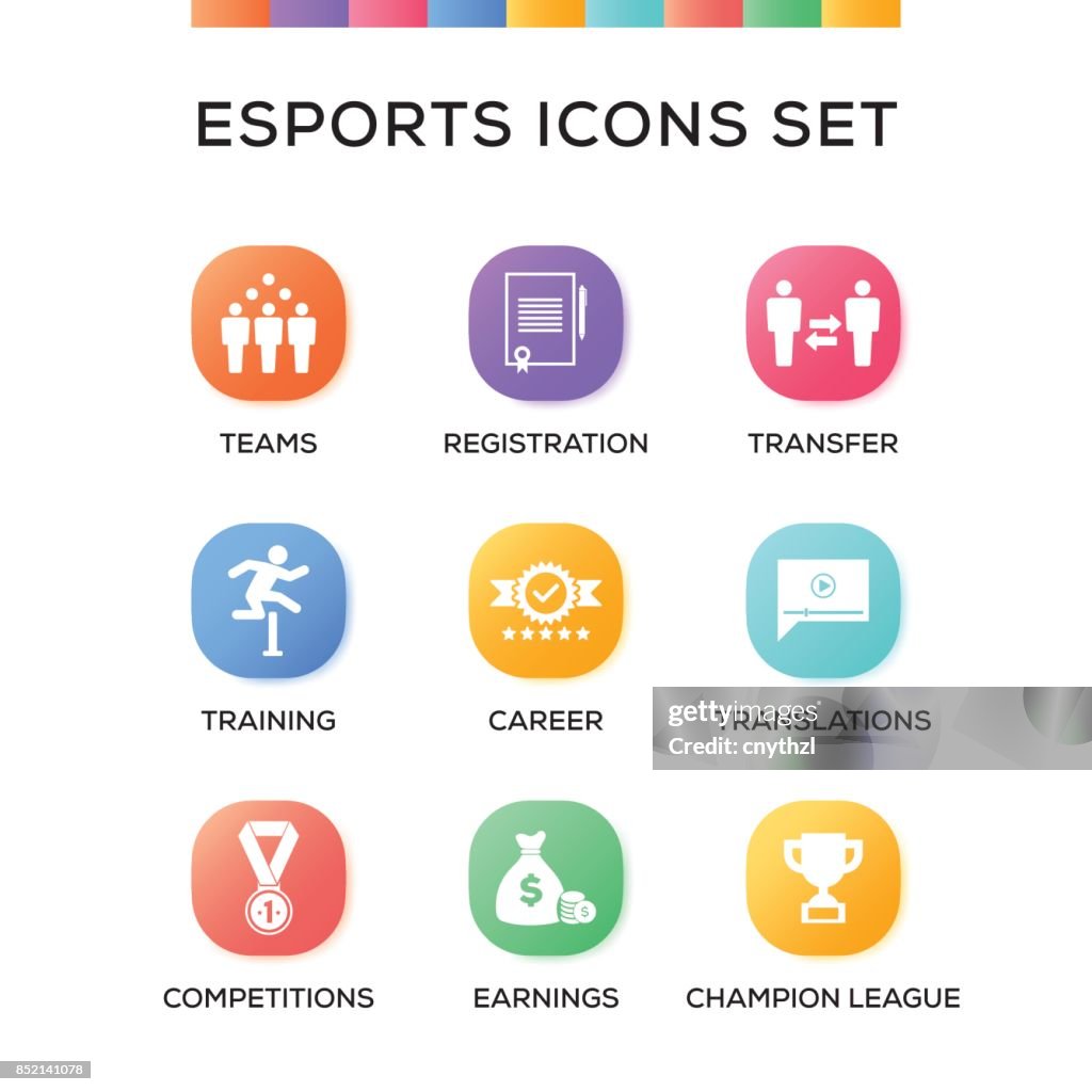 ESports Icons Set on Gradient Background