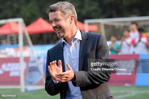 The Crown Prince Frederik of Denmark attends the final in the 3rd Sino-Nordic Cup Football Tournament on September 23, 2017 in Beijing, China.