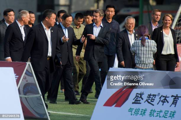 Chinese State Counsellor Yang Jiechi accompagnies The Crown Prince Frederik of Denmark to watch the final of the 3rd Sino-Nordic Cup Football...