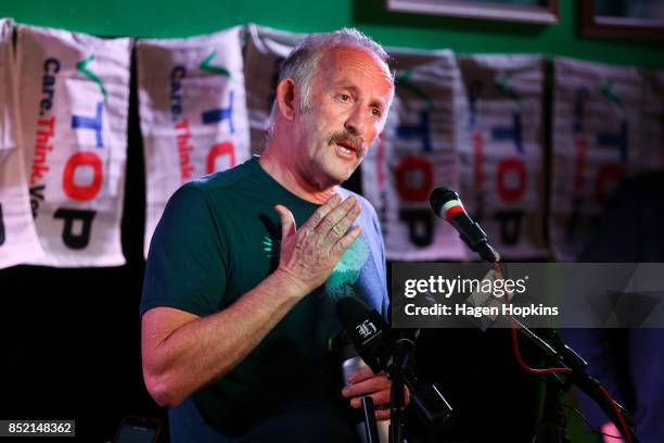 Leader Gareth Morgan during the Opportunities Party election night party at Meow on September 23, 2017 in Wellington, New Zealand. Voters head to the...