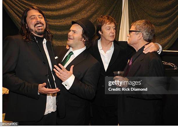 Musicians Dave Grohl, Jack Black, Paul McCartney and Charlie Haden attends the 51st Annual GRAMMY Awards held at the Staples Center on February 8,...