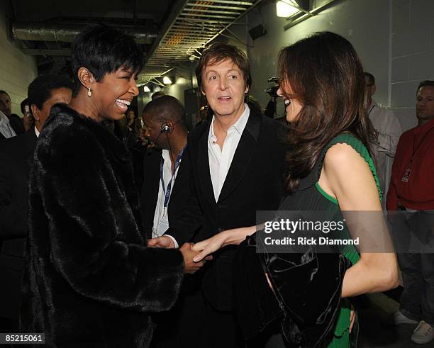 Musicians Natalie Cole, Paul McCartney and Nancy Shevell attends the 51st Annual GRAMMY Awards held at the Staples Center on February 8, 2009 in Los...