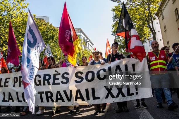 Demonstration against labour reform in Lyon, France, on September 21, 2017.