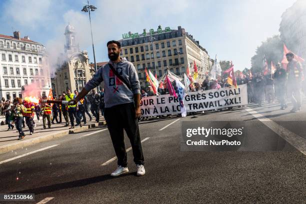 Demonstration against labour reform in Lyon, France, on September 21, 2017.