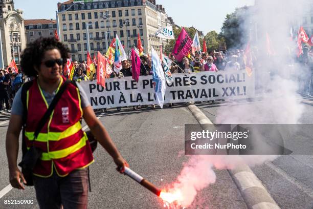 Demonstration against labour reform in Lyon, France, on September 21, 2017.