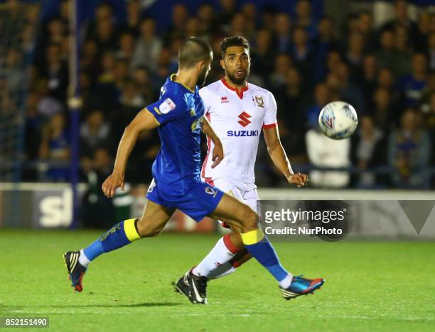 Scott Golbourne of MK Dons during Sky Bet League One match between AFC Wimbledon and MK Dons at Kingsmeadow Stadium, London, England on 22 Sept 2017.