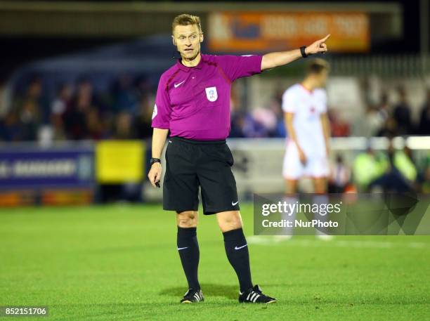 Referee M Jones during Sky Bet League One match between AFC Wimbledon and MK Dons at Kingsmeadow Stadium, London, England on 22 Sept 2017.