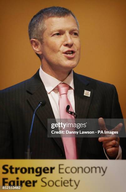 Leader of the Scottish Liberal Democrats Willie Rennie addresses the Liberal Democrats' autumn conference at The Clyde Auditorium in Glasgow,...