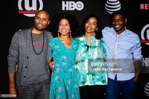 Covered" cast members Darian Dauchan, Karla Mosley, Desha Dauchan, and Malcolm Barrett attend the 21st Annual Urbanworld Film Festival at AMC Empire...