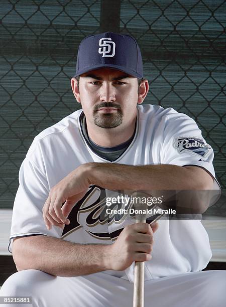 Adrian Gonzalez of the San Diego Padres poses during photo day at Peoria Stadium on February 24, 2009 in Peoria, Arizona.