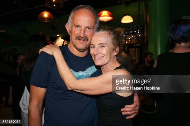 Leader Gareth Morgan and wife Joanne during the Opportunities Party election night party at Meow on September 23, 2017 in Wellington, New Zealand....