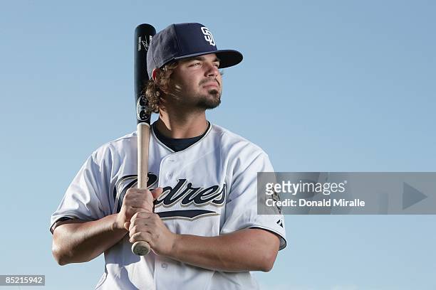 Travis Denker of the San Diego Padres poses during photo day at Peoria Stadium on February 24, 2009 in Peoria, Arizona.