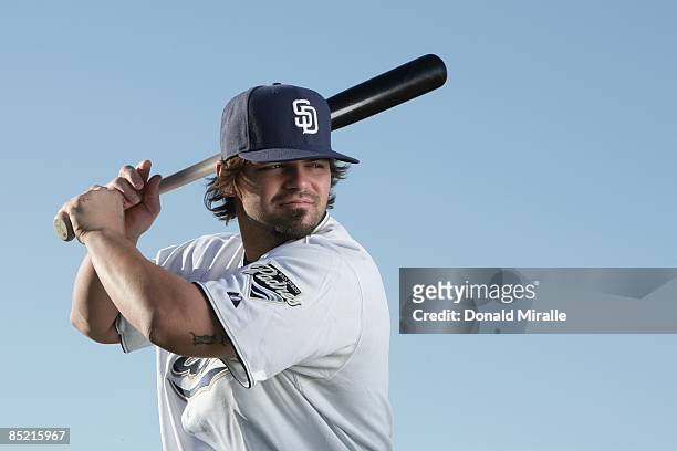 Travis Denker of the San Diego Padres poses during photo day at Peoria Stadium on February 24, 2009 in Peoria, Arizona.