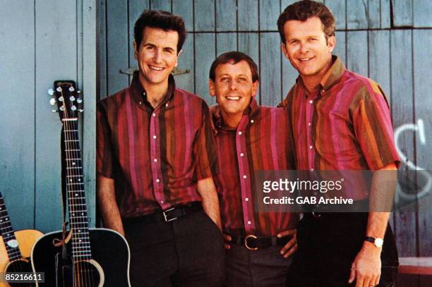 Photo of Bob SHANE and KINGSTON TRIO and John STEWART and Nick REYNOLDS; Posed group portrait L-R John Stewart, Nick Reynolds and Bob Shane