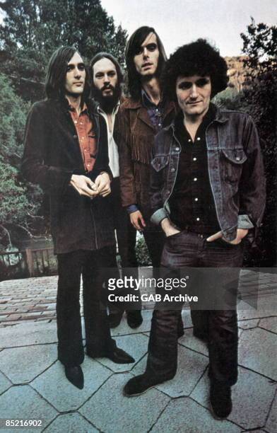 Portrait of American Psychedelic Rock group Quicksilver Messenger Service, late 1960s. Pictured are, from left, John Cipollina , Greg Elmore, Nicky...