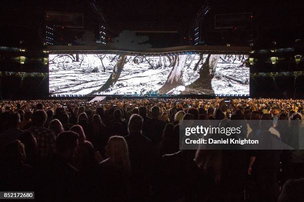 Perform on stage on the final night of U2: The Joshua Tree Tour 2017 at SDCCU Stadium on September 22, 2017 in San Diego, California.