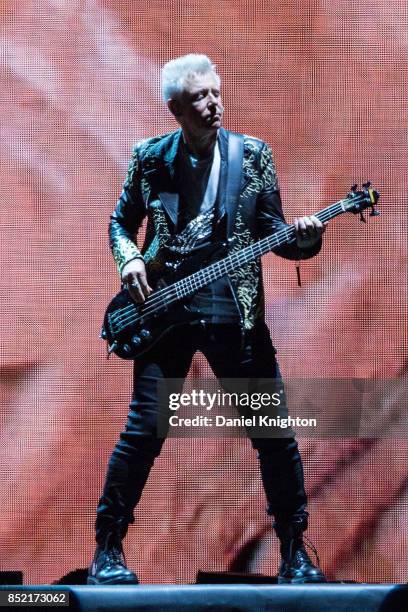 Musician Adam Clayton of U2 performs on stage on the final night of U2: The Joshua Tree Tour 2017 at SDCCU Stadium on September 22, 2017 in San...