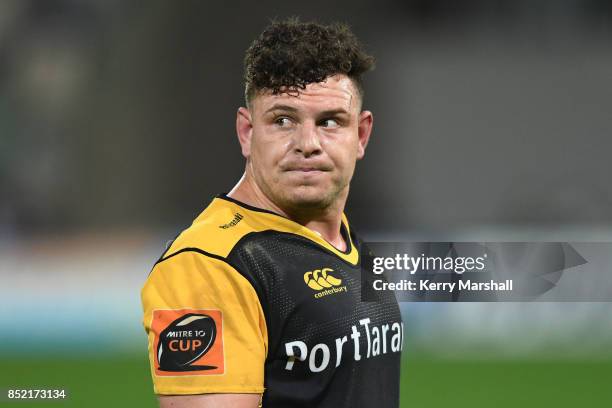 Ricky Riccitelli of Taranaki during the round six Mitre 10 Cup match between Hawke's Bay and Taranaki at McLean Park on September 23, 2017 in Napier,...