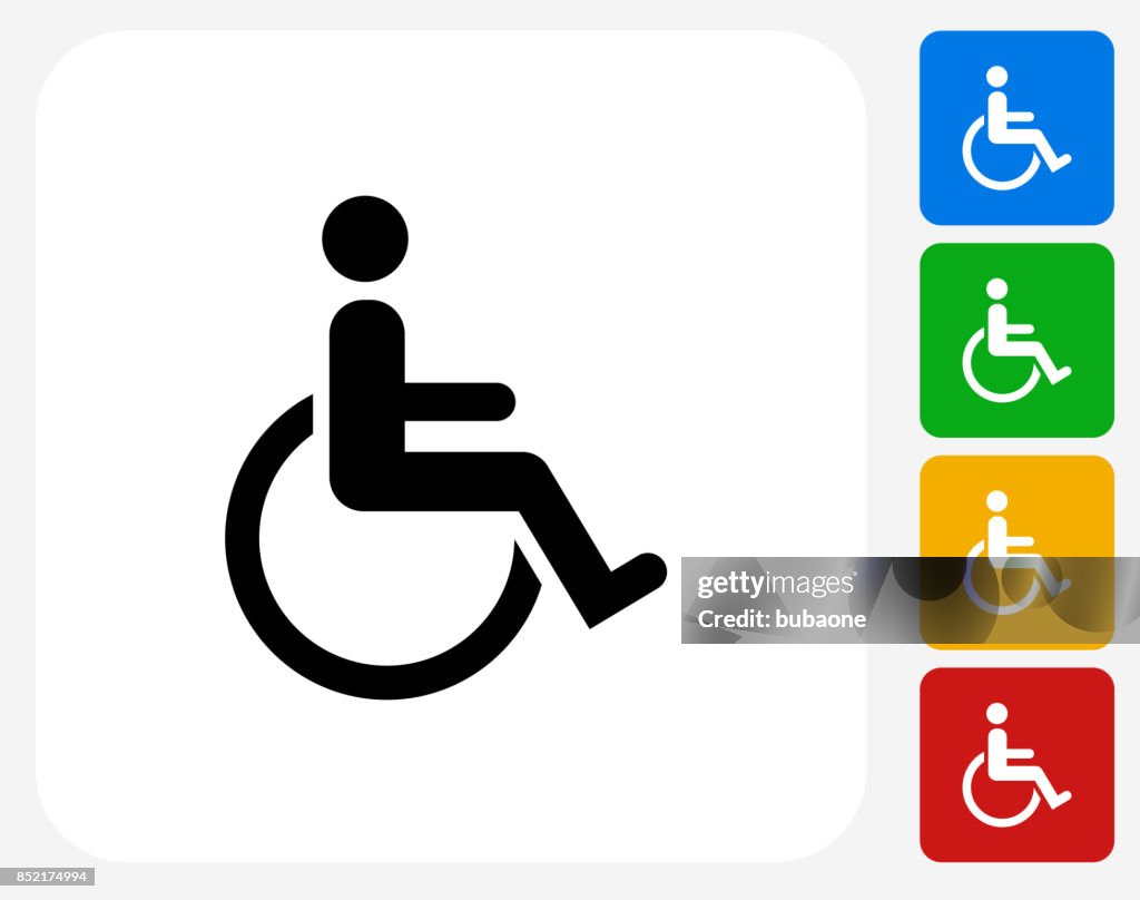 Wheelchair Disability on Flat Square Button