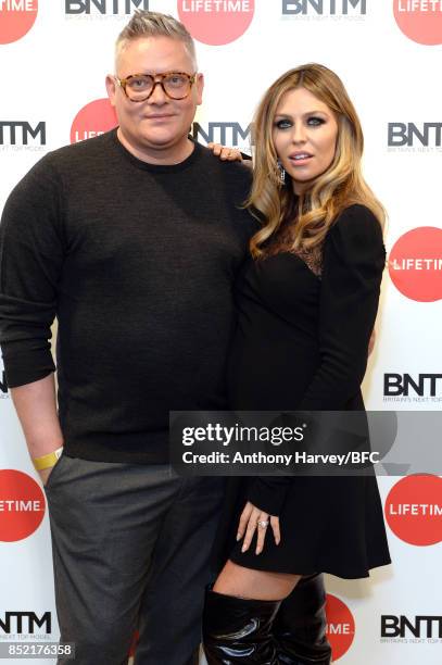 Giles Deacon and Abbey Clancy attend 'Britains Next Top Model' photocall during the London Fashion Week Festival at The Store Studios on September...