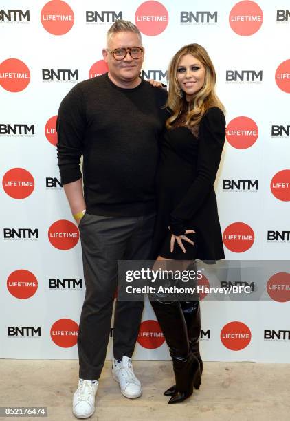 Giles Deacon and Abbey Clancy attend 'Britains Next Top Model' photocall during the London Fashion Week Festival at The Store Studios on September...