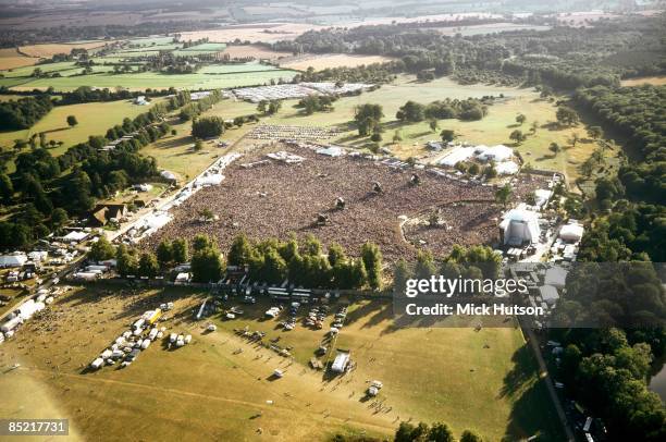 Aerial shot of the Oasis show at Knebworth