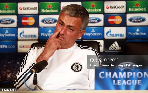 Chelsea manager Jose Mourinho during a press conference at Cobham Training Ground, Stoke D'Abernon.