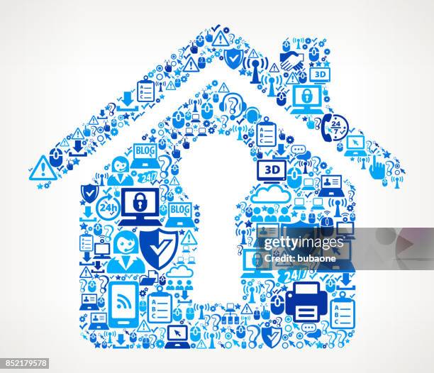 house shaped keyhole tech support vector icon pattern - server technician stock illustrations