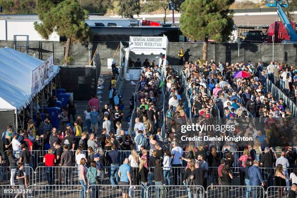 Fans line up for general admission on the final night of U2: The Joshua Tree Tour 2017 at SDCCU Stadium on September 22, 2017 in San Diego,...