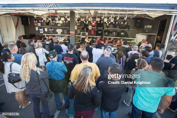 Fans line up for merchandise on the final night of U2: The Joshua Tree Tour 2017 at SDCCU Stadium on September 22, 2017 in San Diego, California.