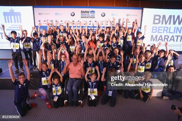 General view after a kids press conference at Hotel InterContinental Berlin ahead of the BMW Berlin Marathon 2017 on September 23, 2017 in Berlin,...