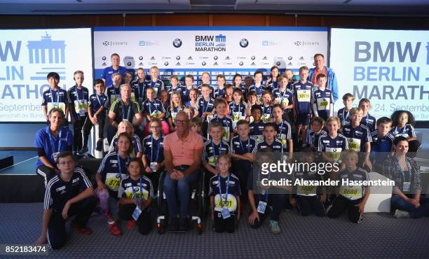 General view after a kids press conference at Hotel InterContinental Berlin ahead of the BMW Berlin Marathon 2017 on September 23, 2017 in Berlin,...