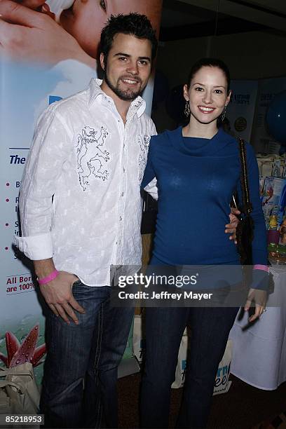 Chyler Leigh and husband Nathan West pose at the Boom Boom Room's Children's Gifting Wonderland at Century Plaza Hotel on January 9, 2009 in Los...