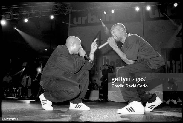 American hip hop group Run DMC performing at Madison Square Garden New York City on 5 October 1995.