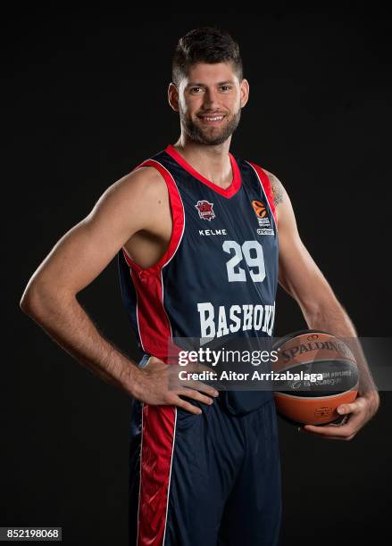 Patricio Garino, #29 poses during Baskonia Vitoria Gasteiz 2017/2018 Turkish Airlines EuroLeague Media Day at Fernando Buesa Arena on September 21,...