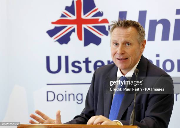 Telegraph Media group director Lord Black, giving a keynote speech, at Parliament buildings, Stormont, as Ulster Unionist leader Mike Nesbitt...